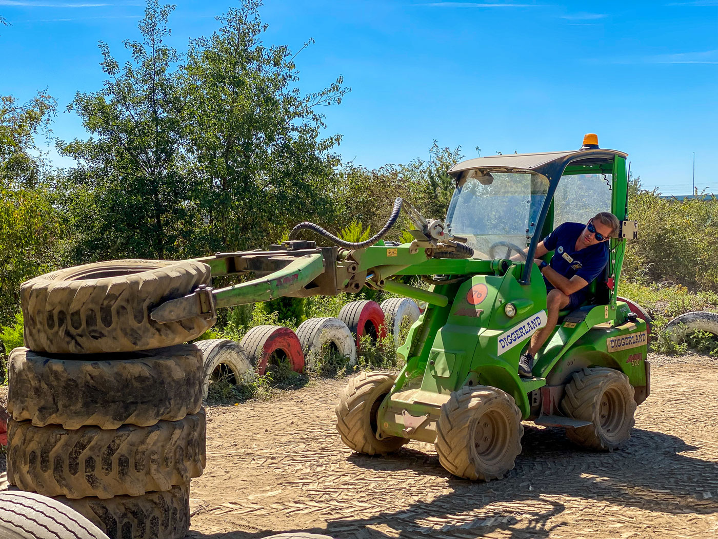 StackAttack at Diggerland Stacking the Tyres
