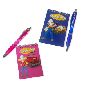 Pink and Blue Diggerland Notepad & Pen Set