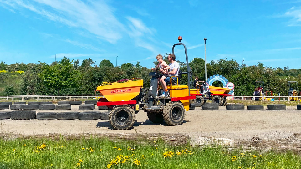Dumper Trucks ride at Diggerland UK Theme Park.