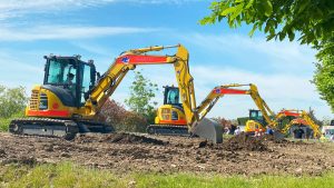 Giant Diggers ride at Diggerland UK Theme Park.