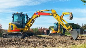 Giant Diggers ride at Diggerland UK Theme Park.