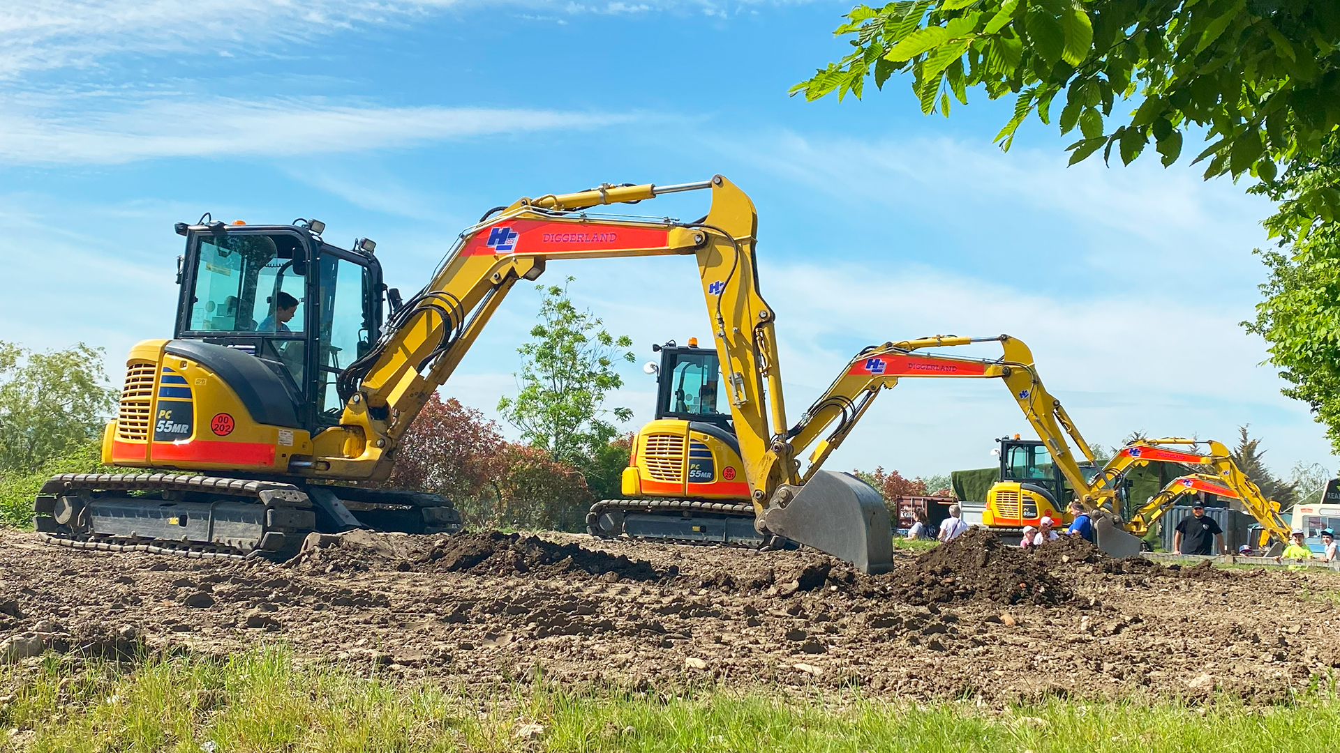 Giant Diggers ride at Diggerland UK Theme Park