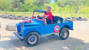 Mini Landrovers ride at Diggerland UK Theme Park.