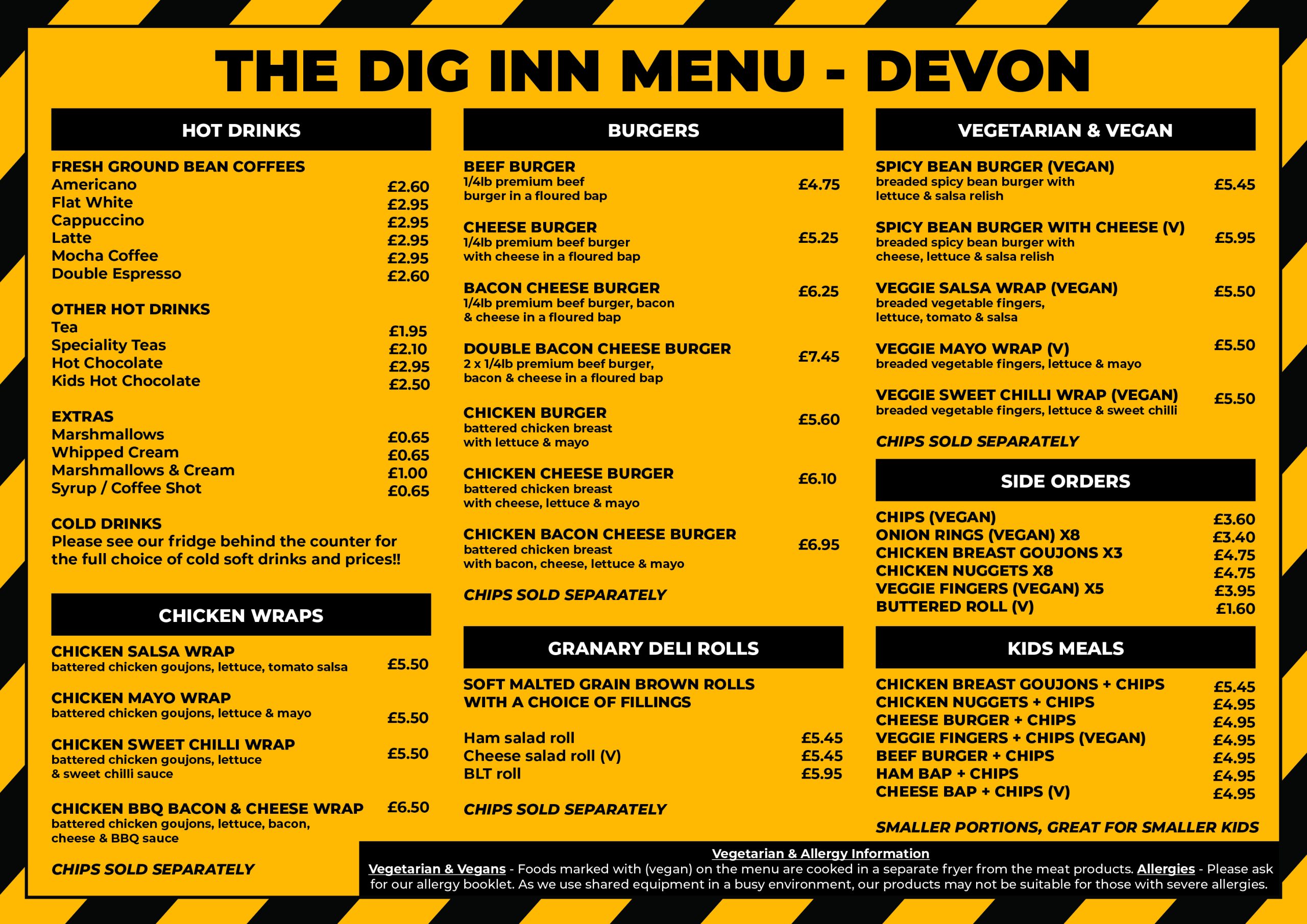 Dig Inn Menu Devon